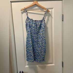 women’s blue floral mini dress